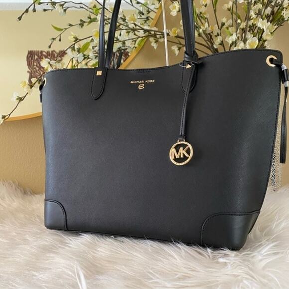 Michael Kors Black Tote Bag with Gold Accents - Picture 15 of 16